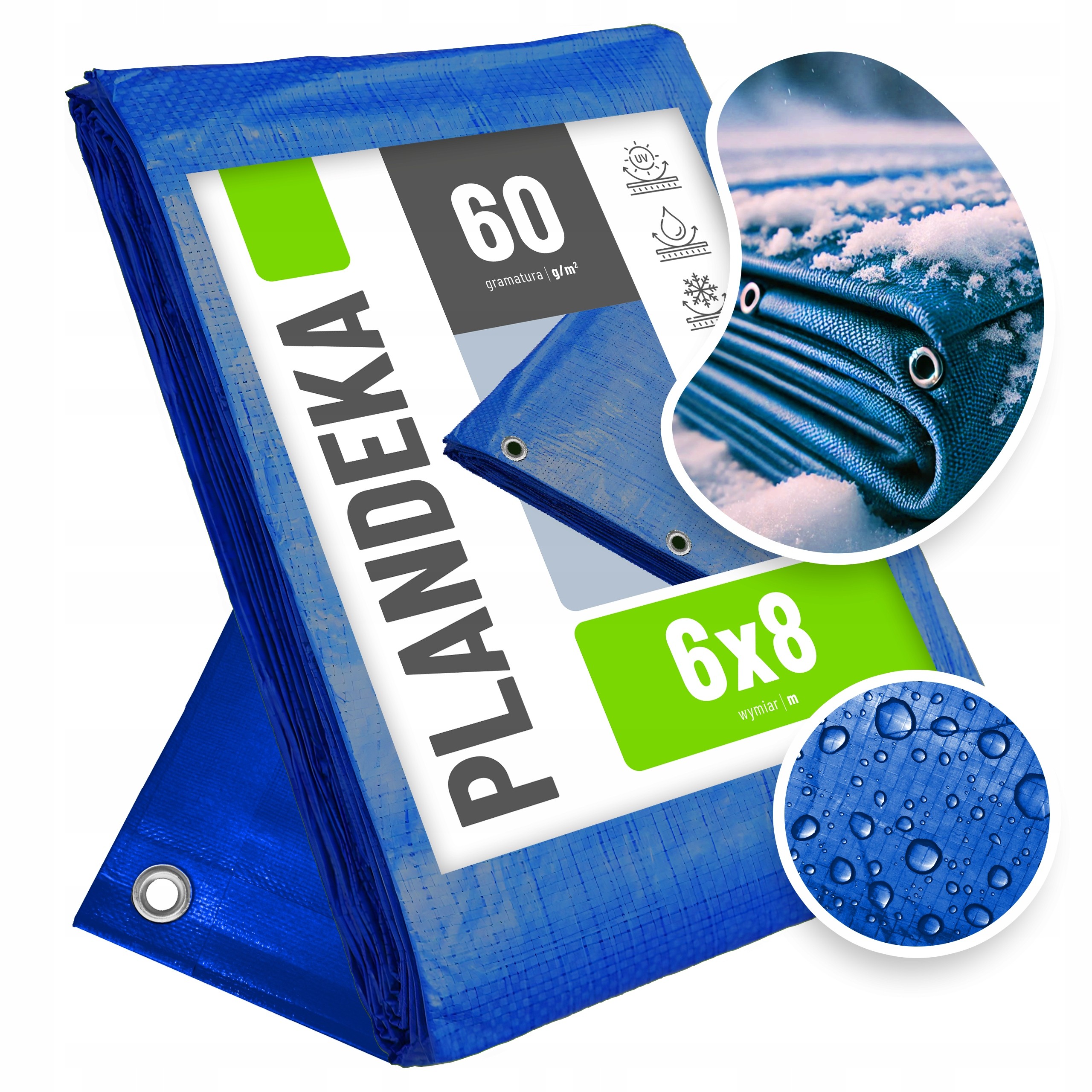 Multifunkčná vodoodolná plachta 6x8 m, modrá, UV stabilizácia, mrazuvzdorná