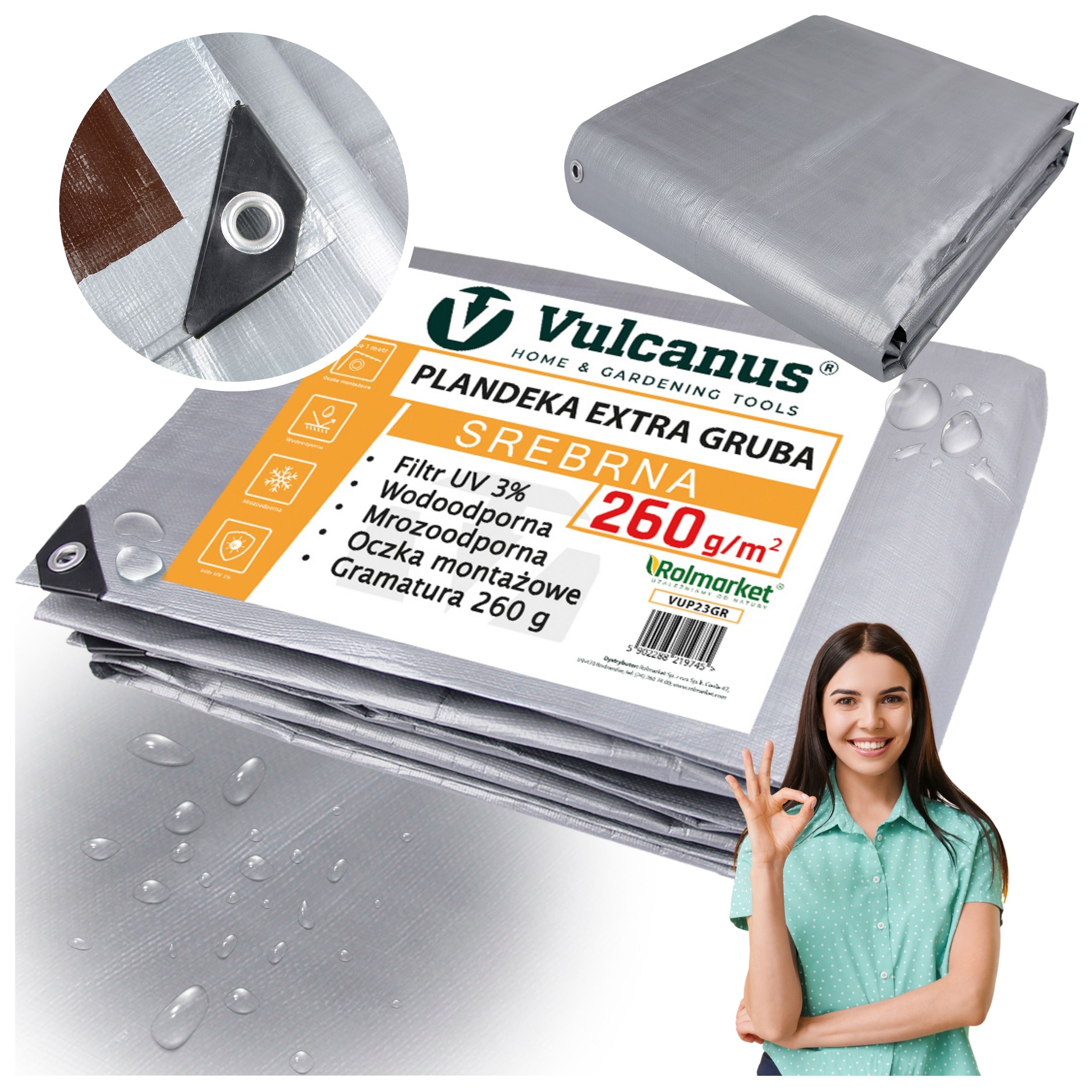 Vysokokvalitná ochranná plachta Vulcanus® PREMIUM 6x8 m, strieborno-čierna
