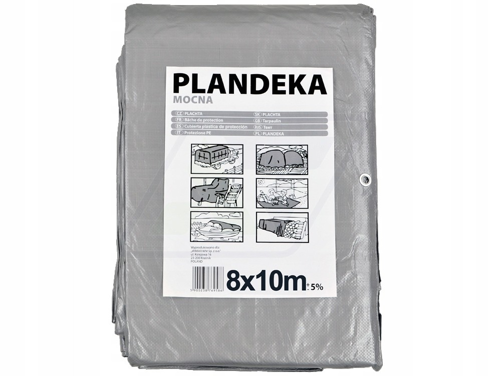 Odolná plachta v striebornej farbe 8x10 metrov, 110 g/m2