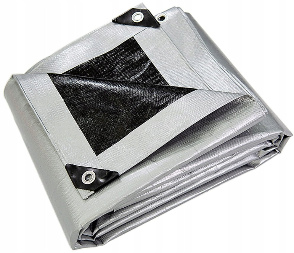 Výkonná Dvojfarebná Silver-Čierna Obalová Plachta 260g/m² 2x4m, Vodeodolná a UV Ochrana