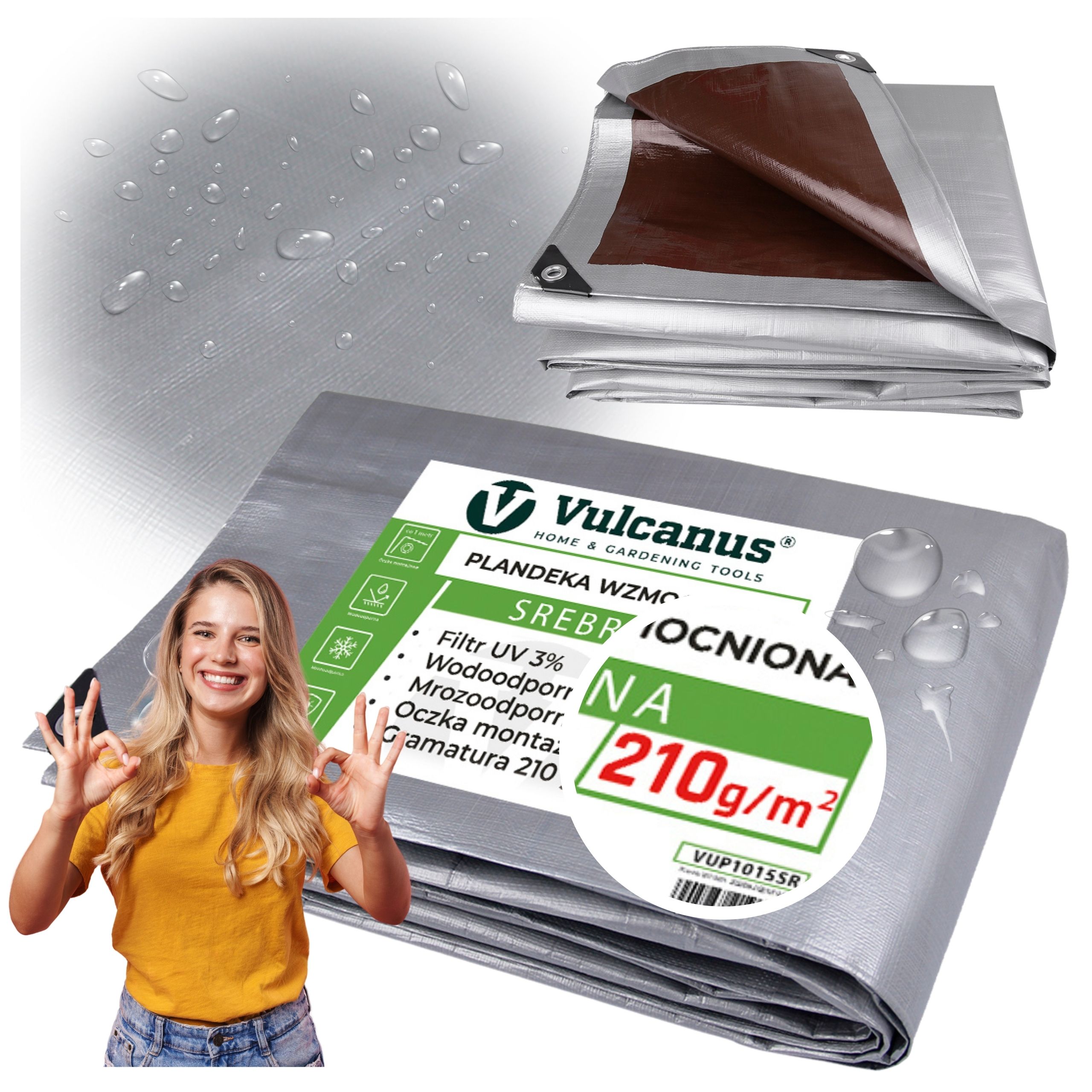 Plandeka Vulcanus® PREMIUM 4x6m, srebrno-brązowa, odolná proti poveternostným vplyvom