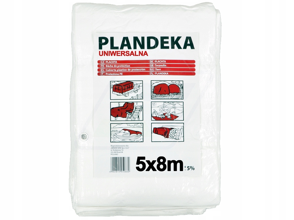 Univerzálna plachta 5x8 metrov, 55 g/m2, odolná voči vode a mrazu
