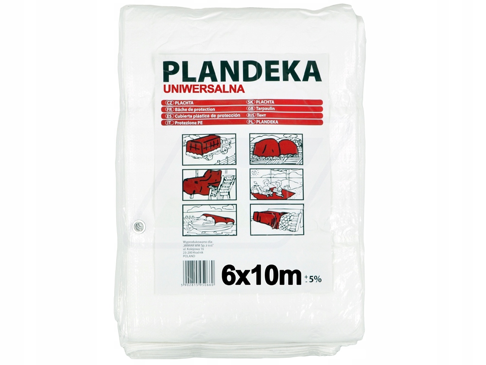 Univerzálna plachta 6x10 metrov, 55 g/m², vodotesná a mrazuvzdorná