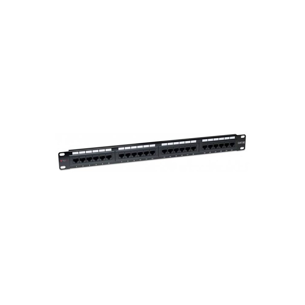 Patch panel Techly 1U UTP 24xR J45 Cat.5e, čierny