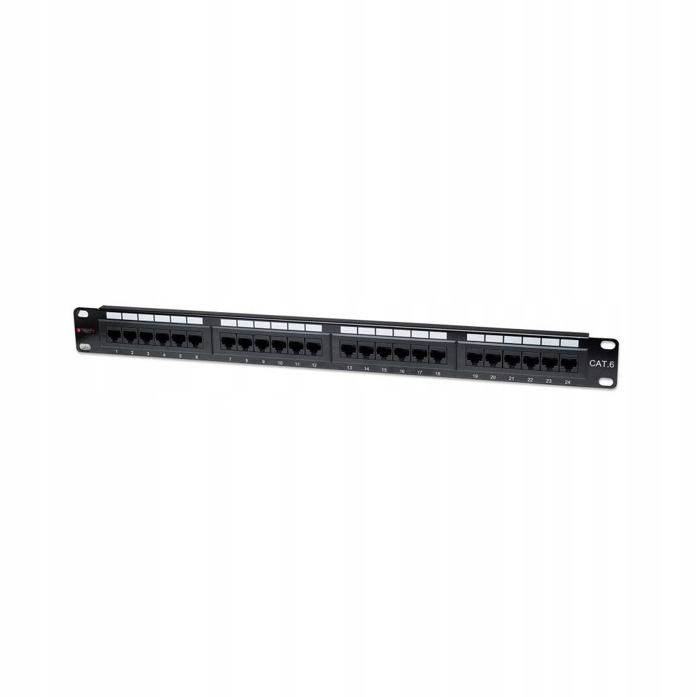 TECHLY patch panel 1U UTP 24xR J45 Cat.6, čierny
