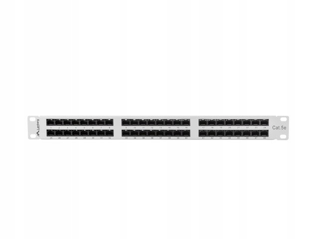 Patch panel 48 portov 1U Cat.5E sivý