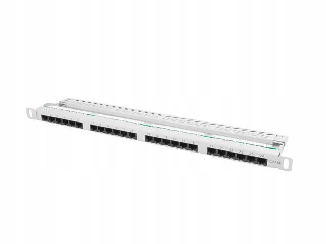 Patch panel 24 portov 0,5U Cat.5E sivý
