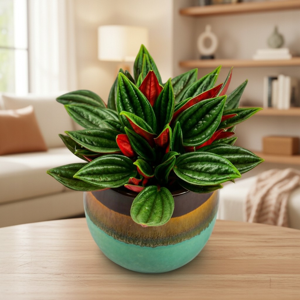 Peperomia Caperata Rosso KUDRAVÁ D6cm Zimuvzdorné balenie