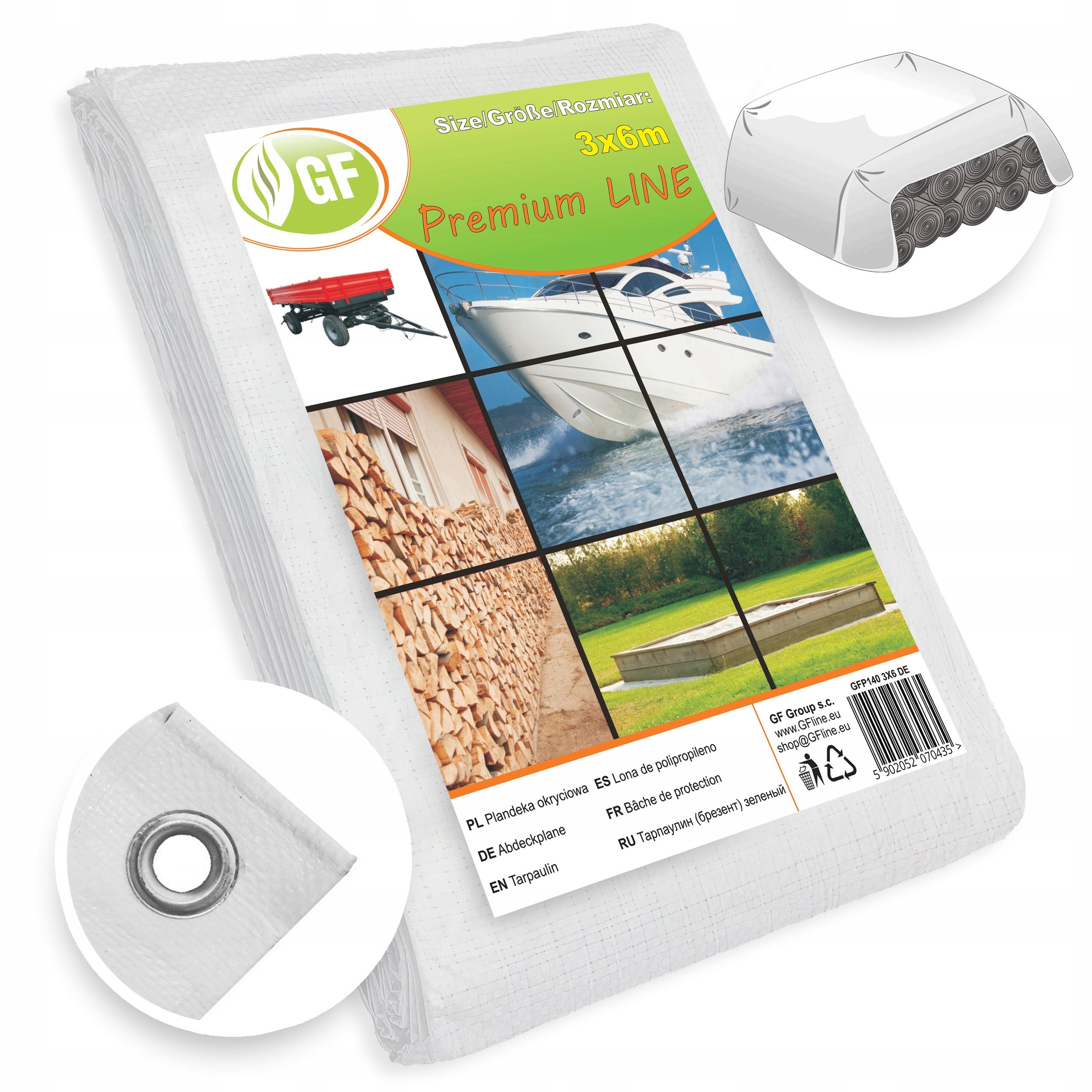 Biela Plachta 140g, Rozmer 3x6, Premium LINE