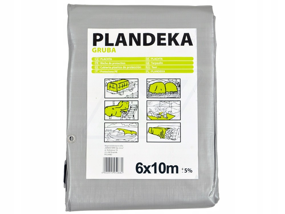 Odolná plachta 210 g/m2, rozmery 6x10 metrov, vhodná pre vonkajšie a vnútorné použitie
