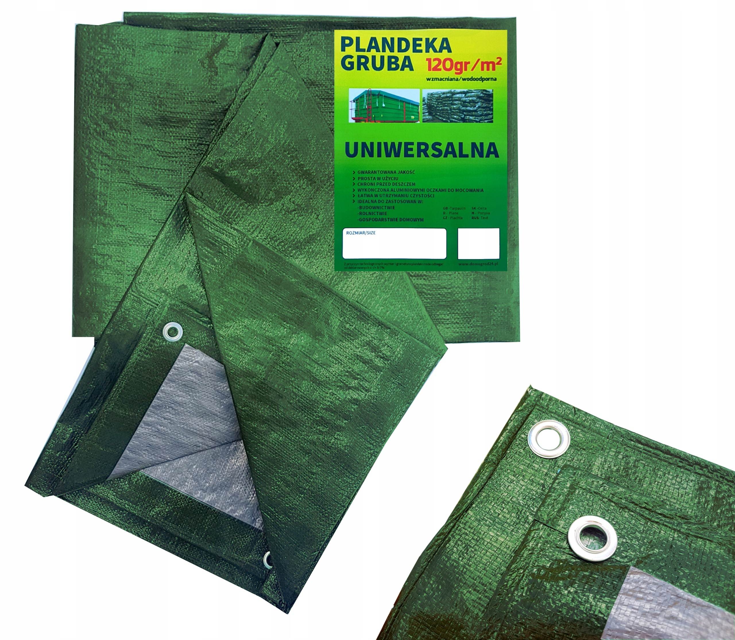Hrubá ochranná plachta zelená/strieborná 120g s UV filtrom a vysokou odolnosťou