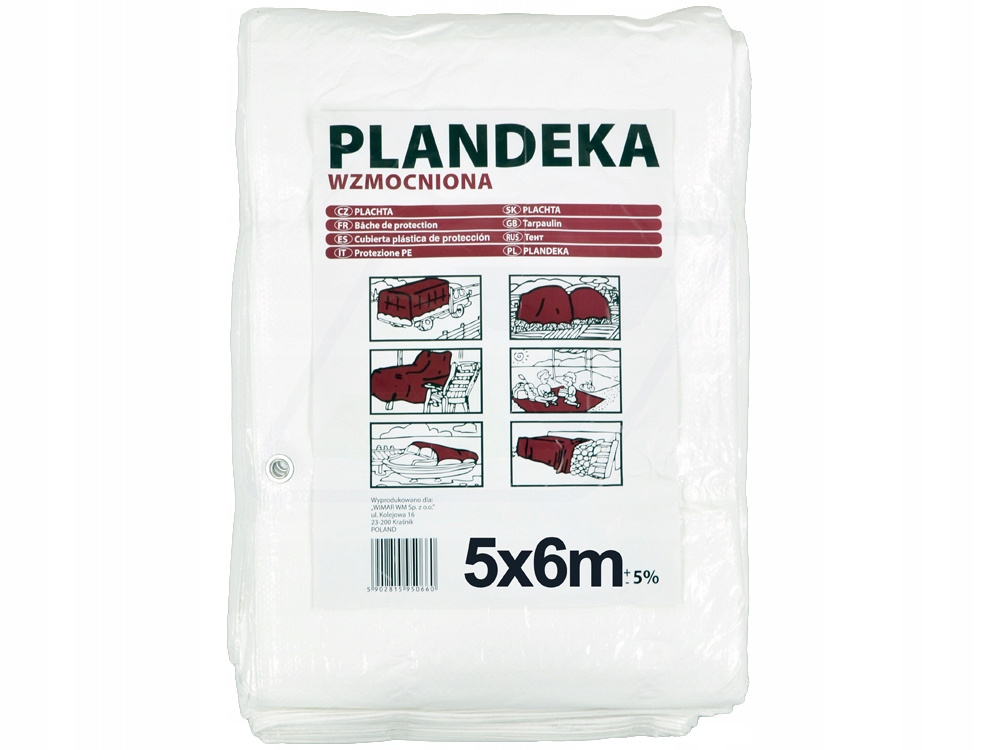 Pozinkovaná plachta 5x6 metrov, biela, 90 g/m² s polypropylénovým povrchom