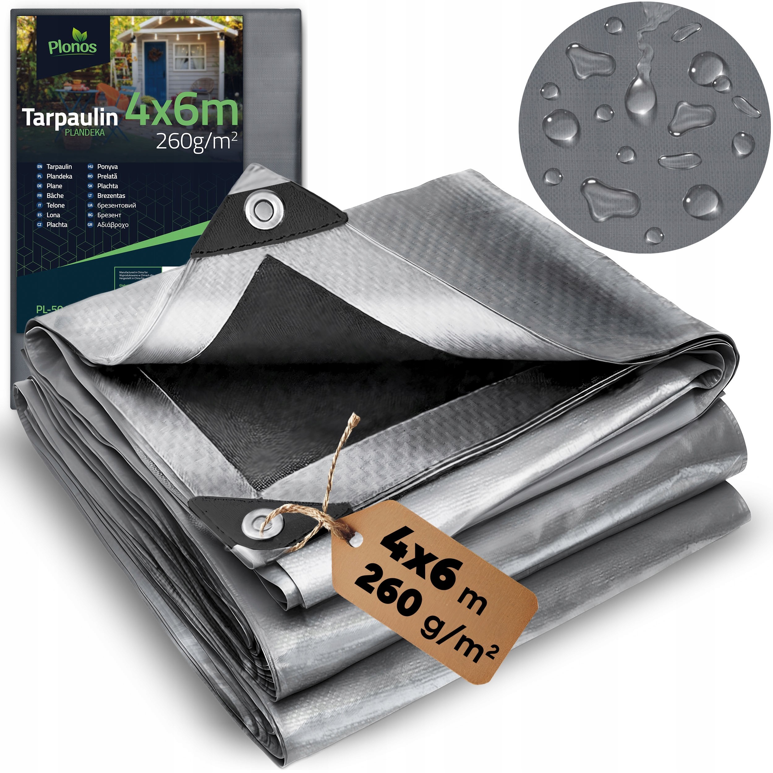 Vysokokvalitná HDPE plachta 400 x 600 cm, 260 g/m2, odolná voči poveternostným vplyvom