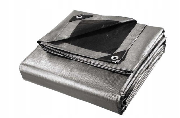 Strieborno-čierna krycia plachta 2 × 3 m, 260 g/m²