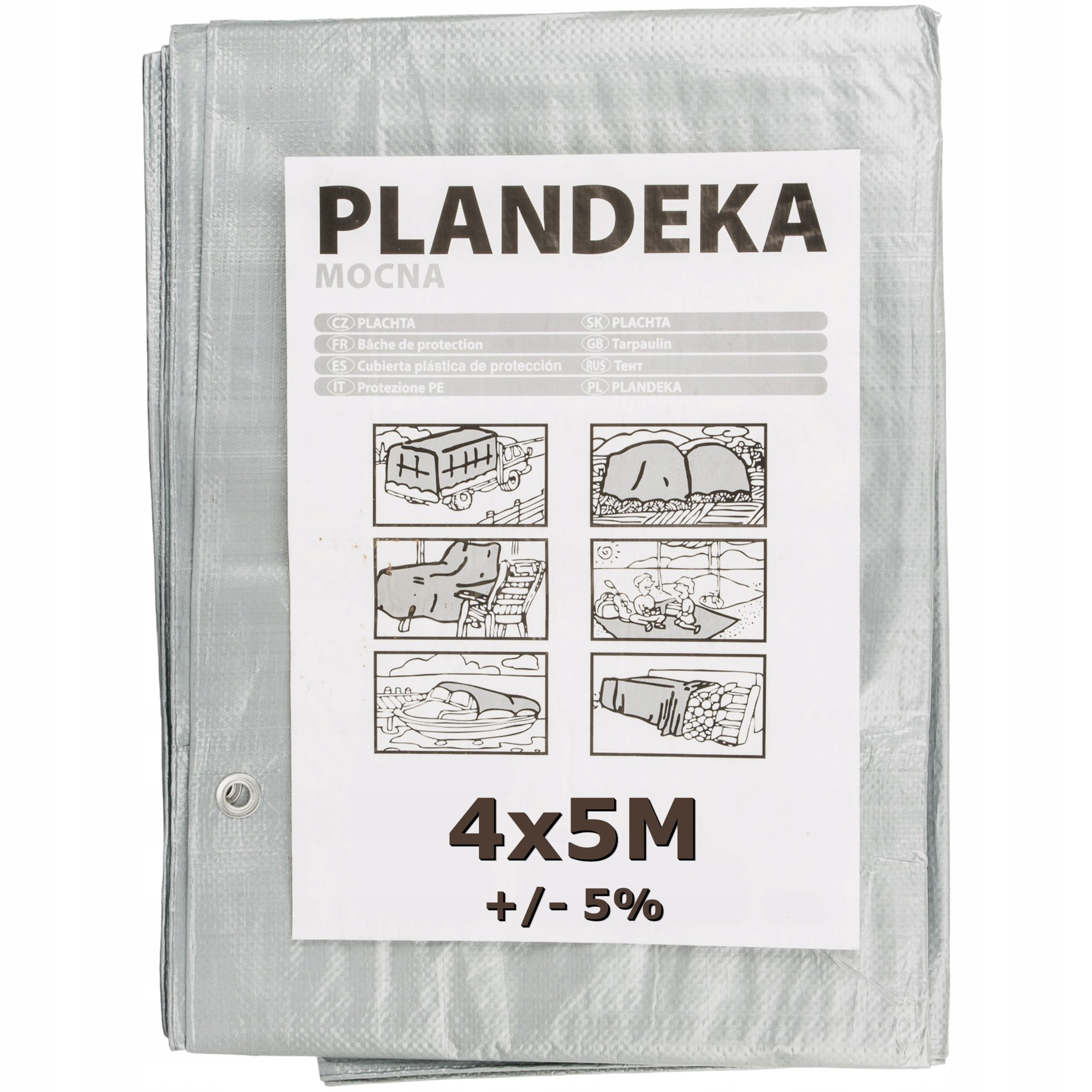 Posilnená hrubá strieborná plachta 4x5m 110g/m2