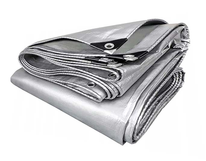 Super hrubá strieborná plachta 4x6 m, 120g/m², s aluminiovými krúžkami