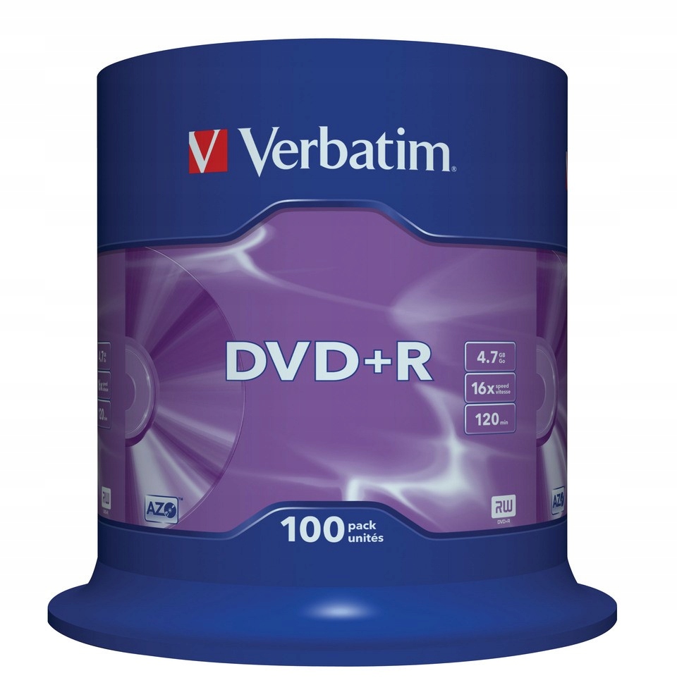 DVD disk Verbatim DVD+R 4,7 GB 100 ks.