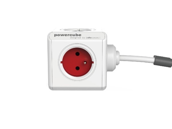 Predĺžený červený kábel PowerCube 1,5 m 4 zásuvky, DesignNest (allocacoc)