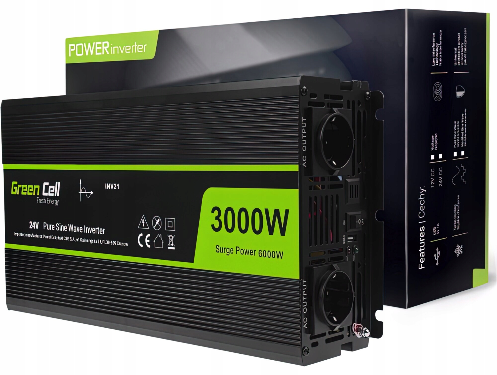 Menič napätia Green Cell INV12 12V 230V 3000W
