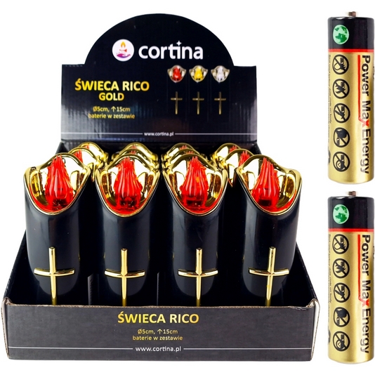 Sada 12 LED Svietiacich Sviec RICO 15cm na Batérie, Červený Plameň