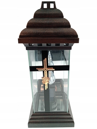Exkluzívny plastový cintorínsky lampáš s LED solárnym vkladom, 34 cm