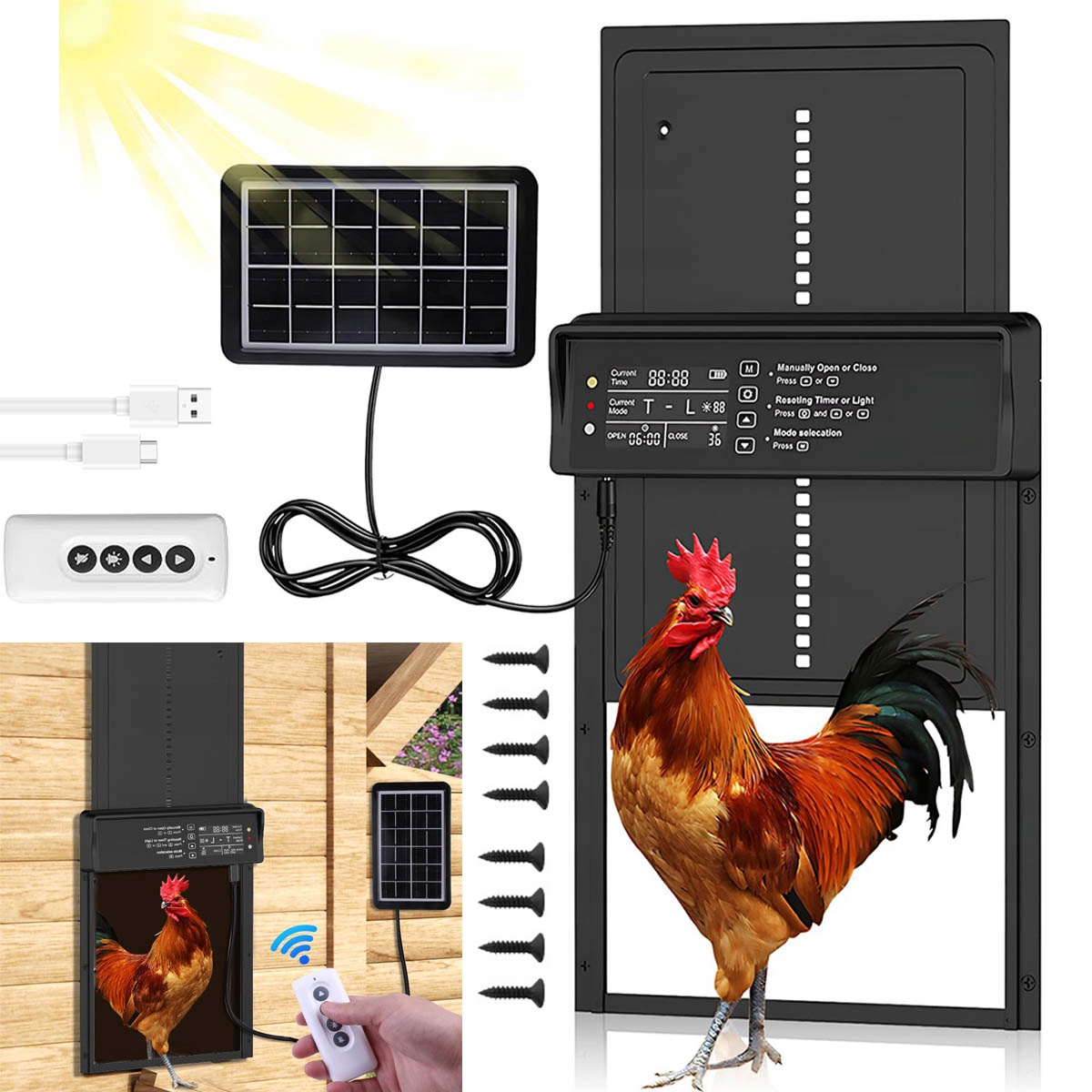 SOLÁRNE AUTOMATICKÉ DVERE PRE KURČAT INTELIGENTNÝ SENZOR DVERÍ PRE KURČAT