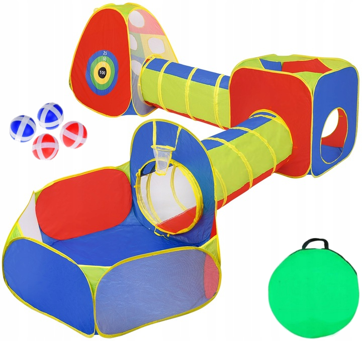 Detský stan LEAN Toys viacfarebný s tunelmi a štítom, 3 roky+