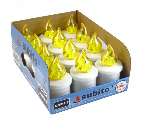 12 x LED Elektrický Vložka Do Svietnikov COMET Žltá