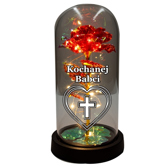Pamätná LED sviečka na hrob "Večná ruža" pre babičku