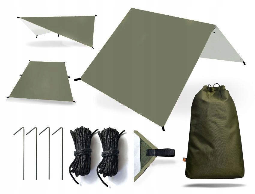 Ultralight tarp Hornhill Open, 1,5 × 2,5 m, armádna zelená