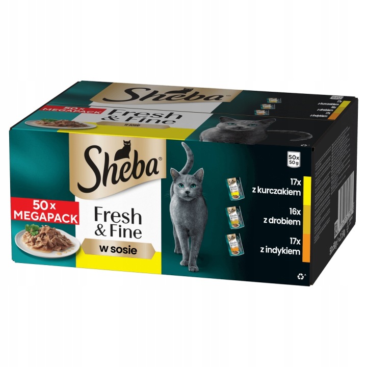 Sheba Fresh&Fine mokré krmivo mačky 50x50g, mix príchutí v omáčke