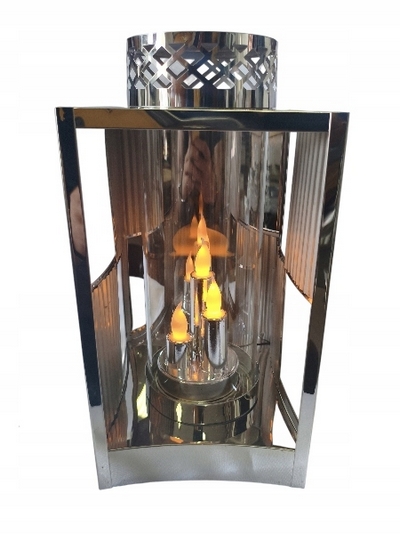 Sklenný lampion kaplnka s vzorom glamour strieborný 32 cm veľký