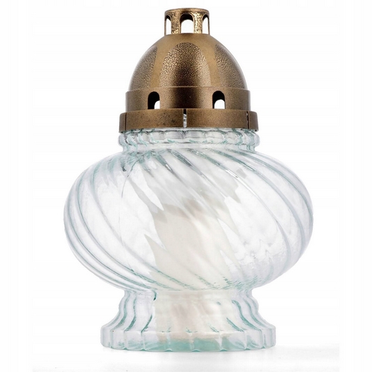 Elegantná Sklenená Lampa s Zlatým Plastovým Komínom