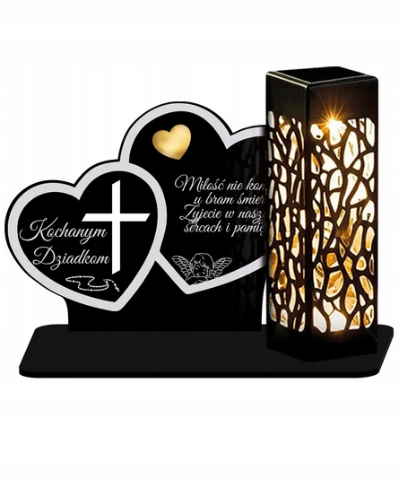 Solárna LED lampa XL Premium na hrob s motívom dvoch sŕdc