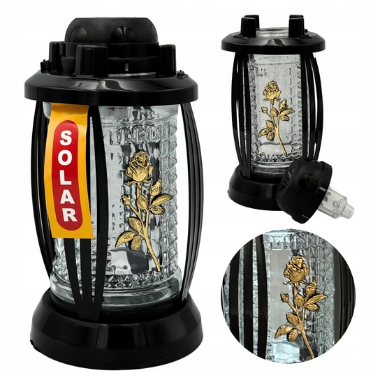 Solárny Lampáš Prima 3 s LED a Motívom Zlatej Ruže