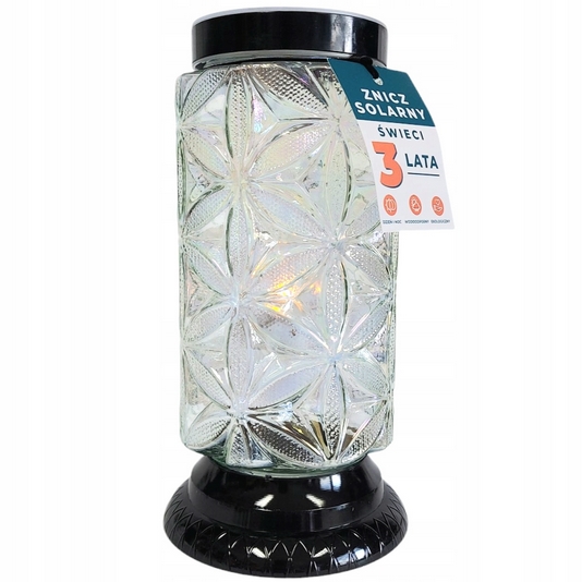 Solárny Znicz G - 28 cm - Žltý Plameň - Sklenený, Celoročný