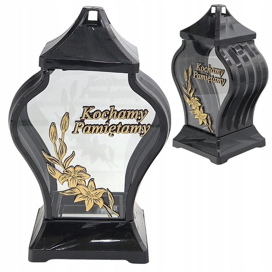Smútočná Lampa Faraon Mini s Zlatou Dedičnou Aplikáciou "Kocháme, Pamätáme"