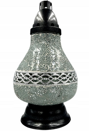 Dekoratívna karafka - svietnik s vitrážovým efektom a strieborným ornamentom