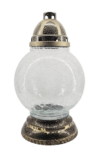 Veľká mrazená lampa-kula s pozlátenými zdobeniami