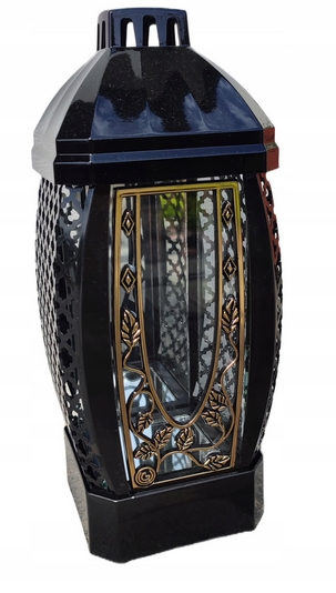 Odolný Záhradný Lampáš Kaplnka s Zlatou Ozdobou, Výška 29 cm