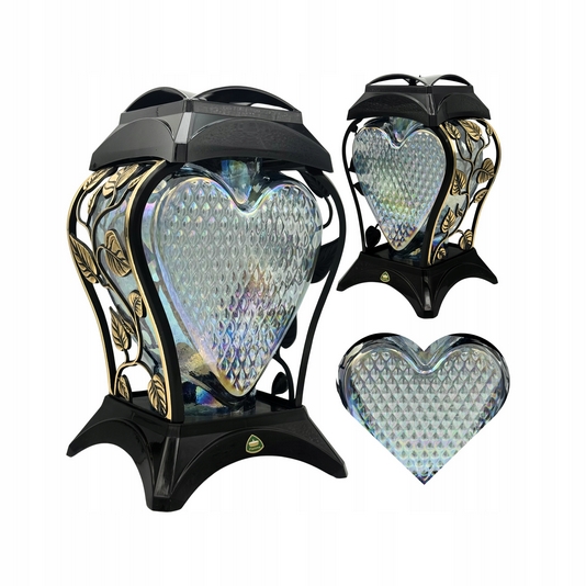 Lampion na hrob s dekorom 34 cm zlatého vzhľadu, čierne odtiene