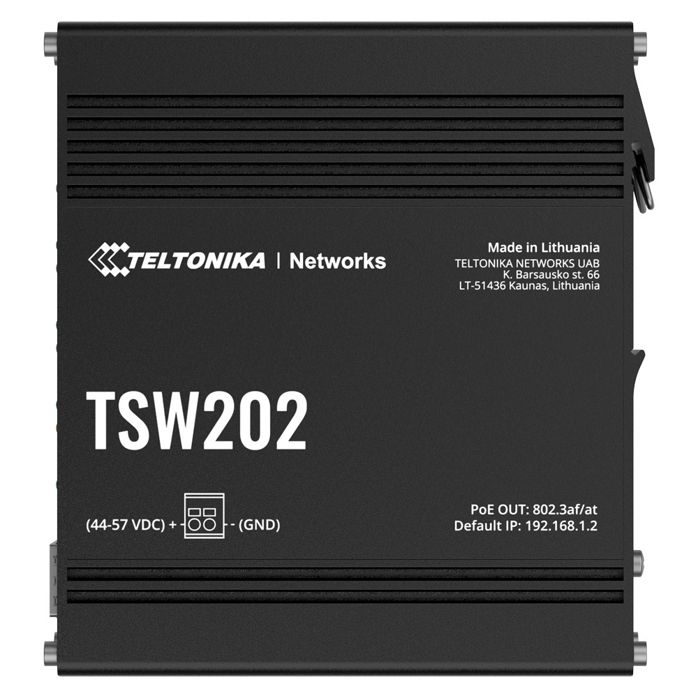 Priemyselný riadený prepínač Teltonika TSW202 2xSFP 8xPoE+ L2/L3