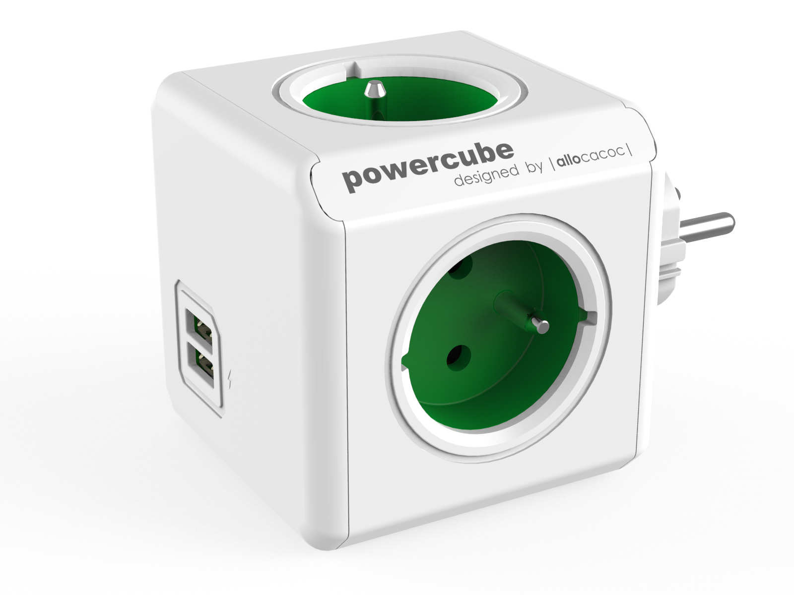 Elektrická zásuvka Allocacoc, USB rozbočovač, biela