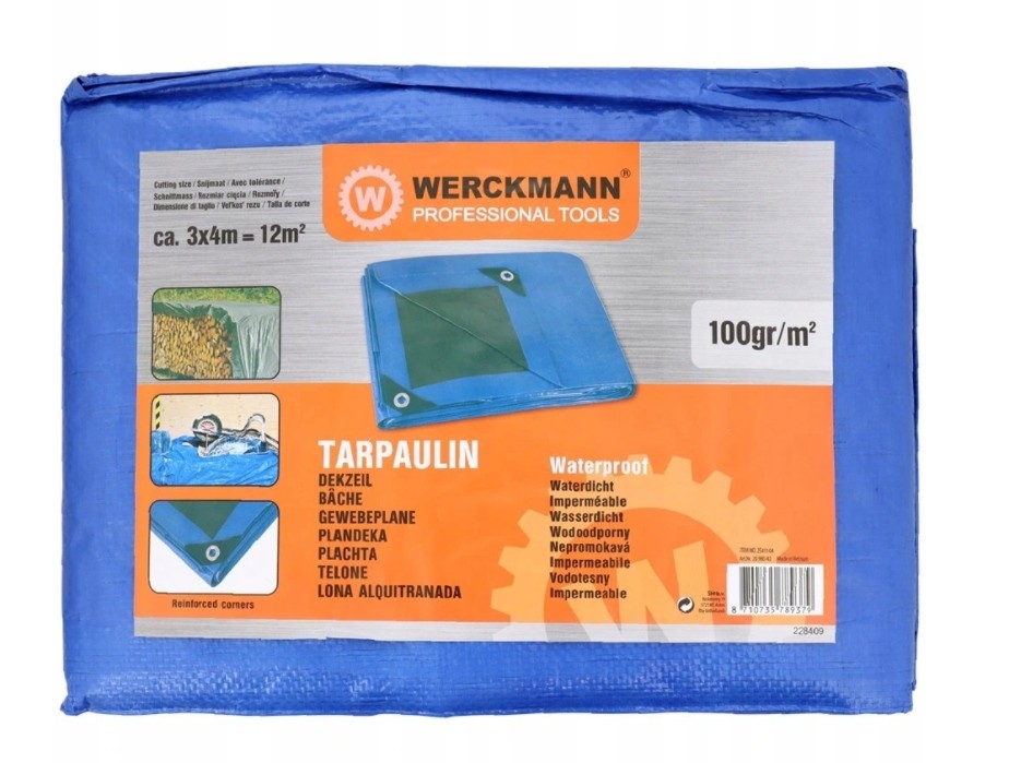 Nepremokavá ochranná plachta Werckmann, 3 × 4 m