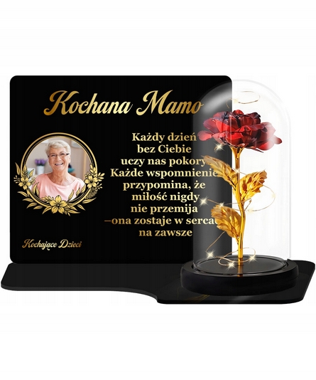 Večný svietnik Premium XL s ružou vo sklárskej výrobe - Pripomienka na hroby