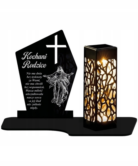 Veľký Solárny Sviečnik XL 20 cm s Križom a Nezapomenutým Venovaním