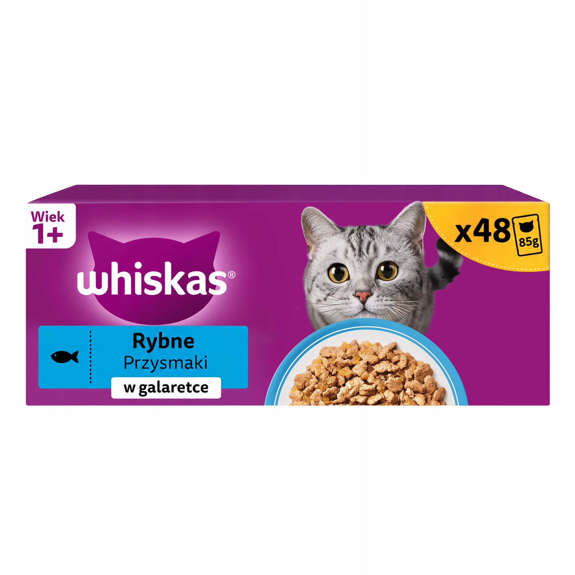 WHISKAS mokré krmivo pre mačky 48×85 g, rybie pochúťky v želé
