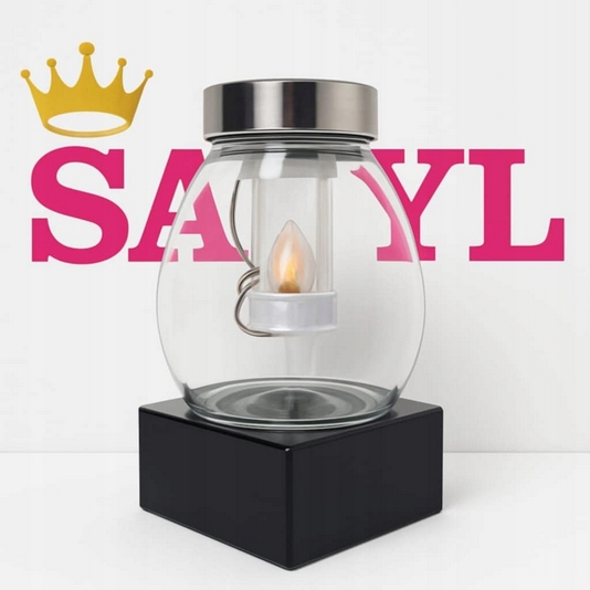 Solárna lampa Drado s keramickou podstavou a skleneným krytom