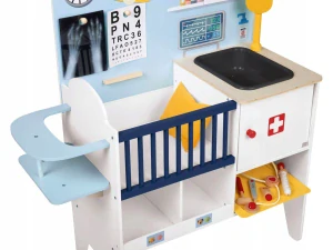 Drevená veterinárna ambulancia 2 v 1 pre deti s príslušenstvom