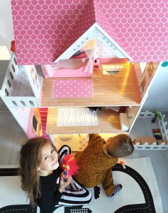 Xxl najväčší 123 cm drevený dom viedol bábiku